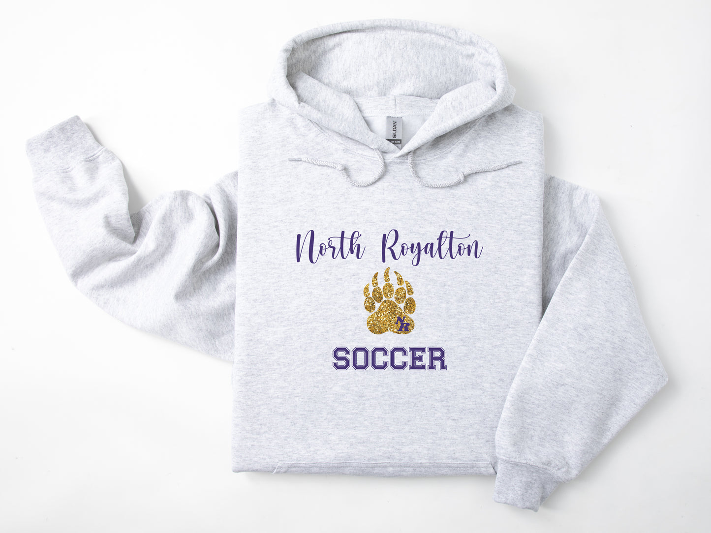 North Royalton Faux Glitter Paw NR Soccer Hoodie