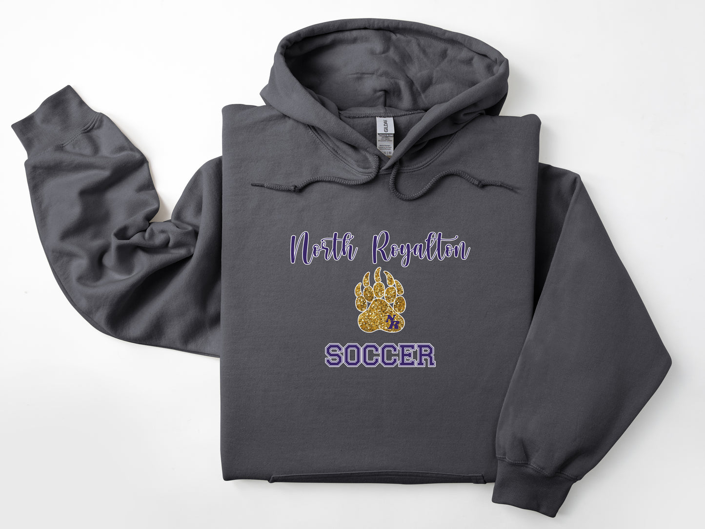 North Royalton Faux Glitter Paw NR Soccer Hoodie