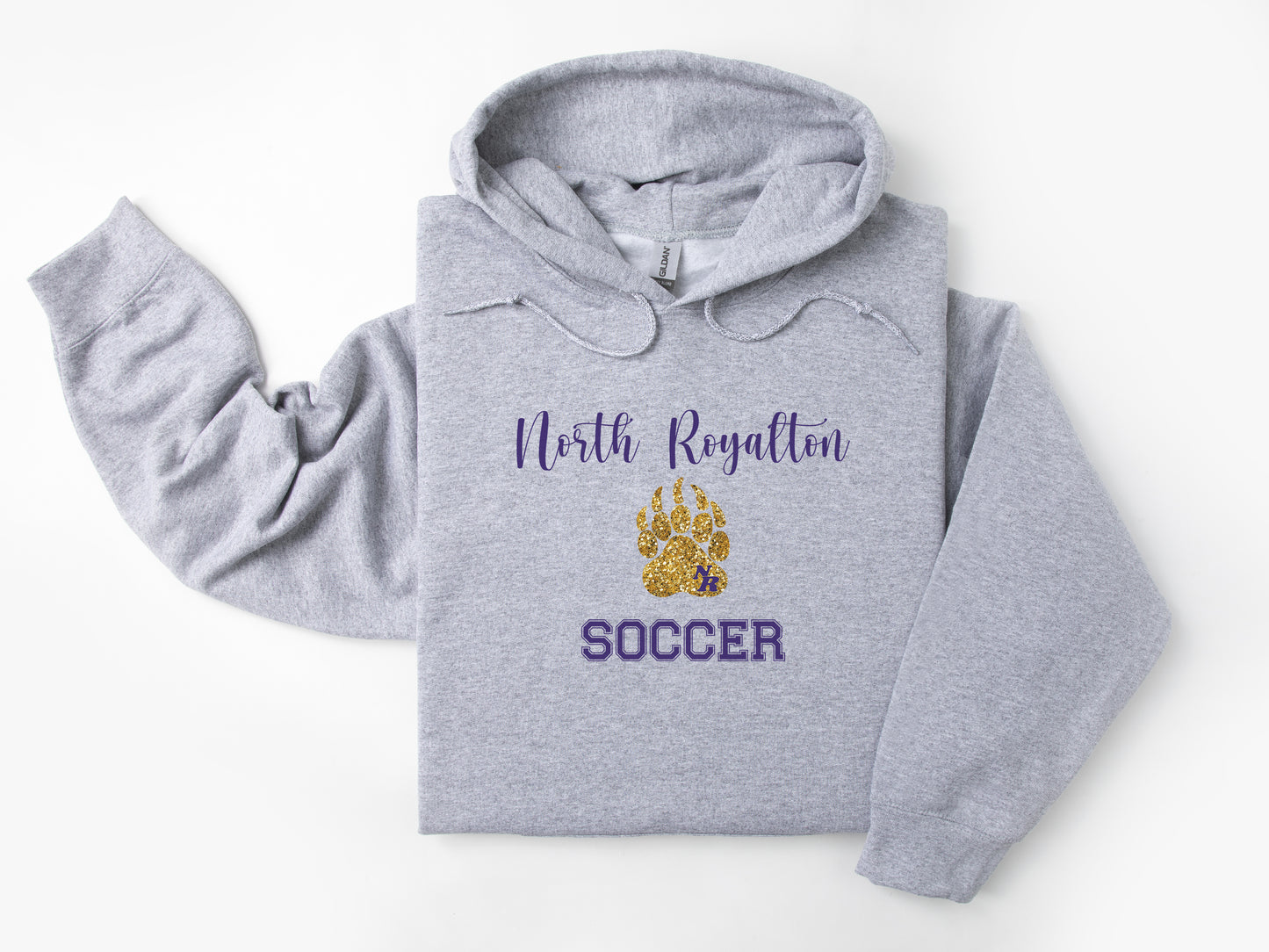 North Royalton Faux Glitter Paw NR Soccer Hoodie