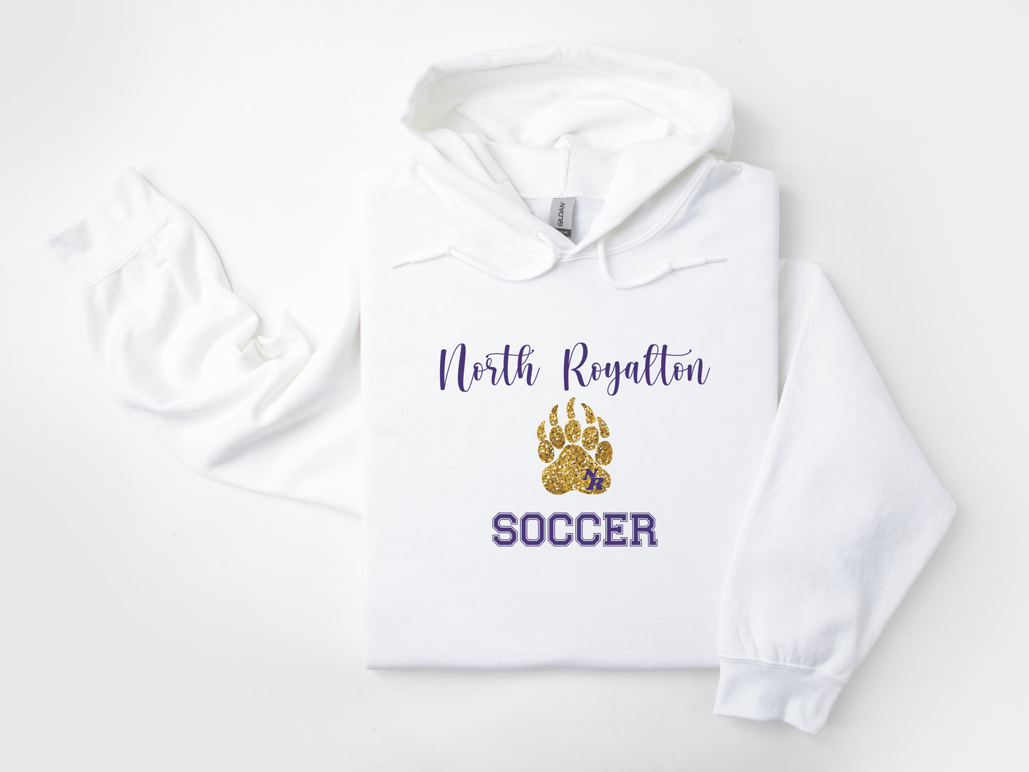 North Royalton Faux Glitter Paw NR Soccer Hoodie