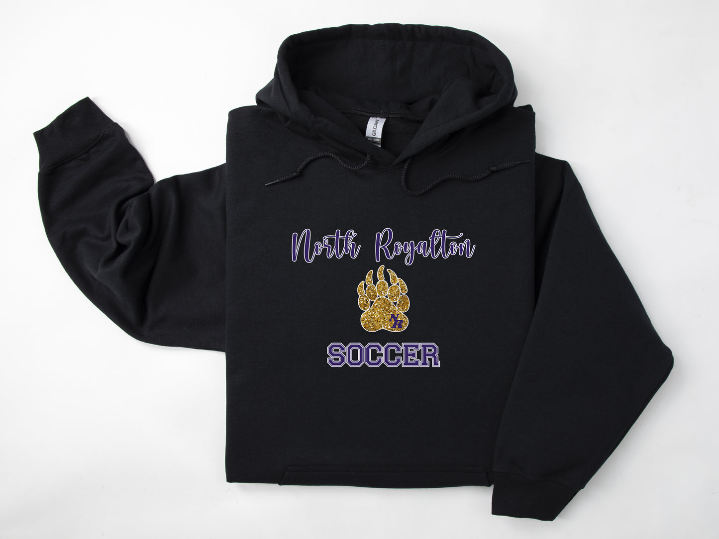 North Royalton Faux Glitter Paw NR Soccer Hoodie