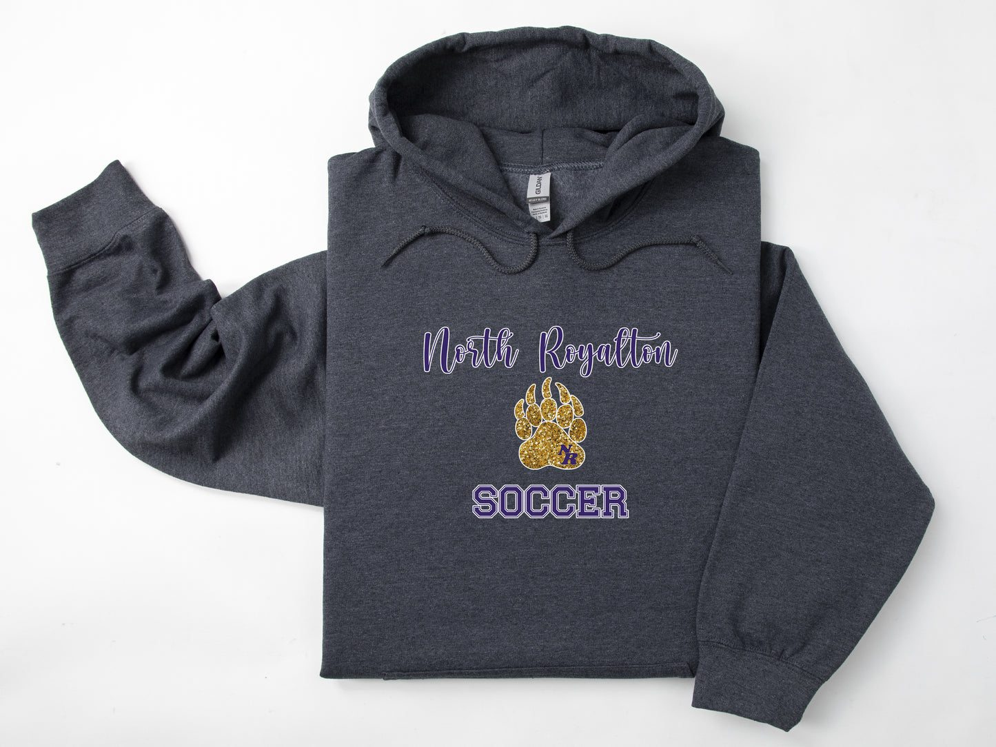 North Royalton Faux Glitter Paw NR Soccer Hoodie