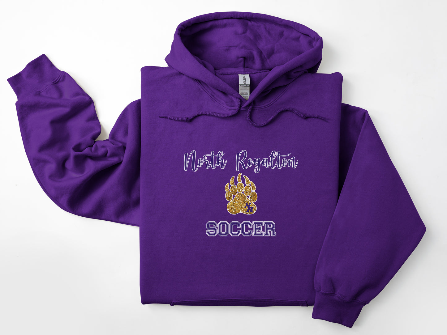 North Royalton Faux Glitter Paw NR Soccer Hoodie