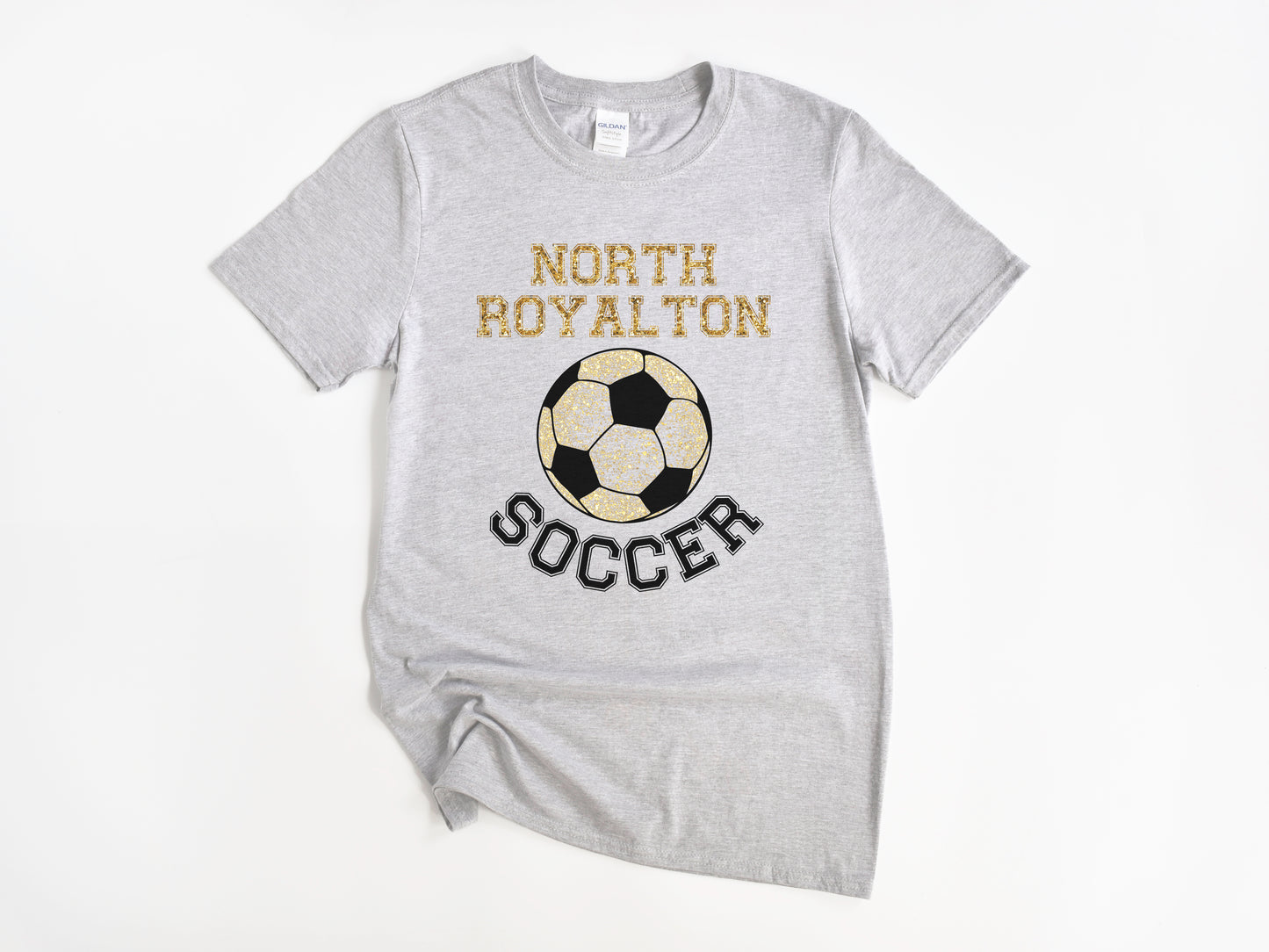 North Royalton Faux Gold Glitter Soccer Ball T-Shirt