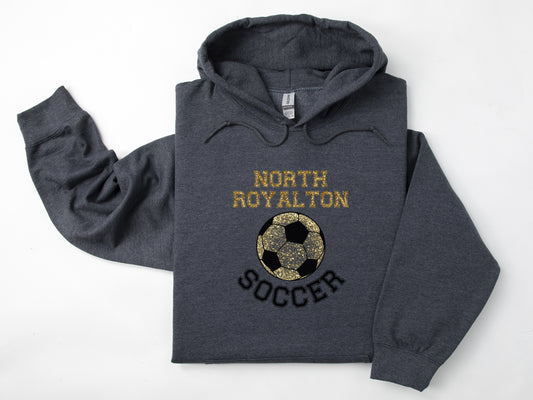 North Royalton Faux Gold Glitter Soccer Ball Hoodie