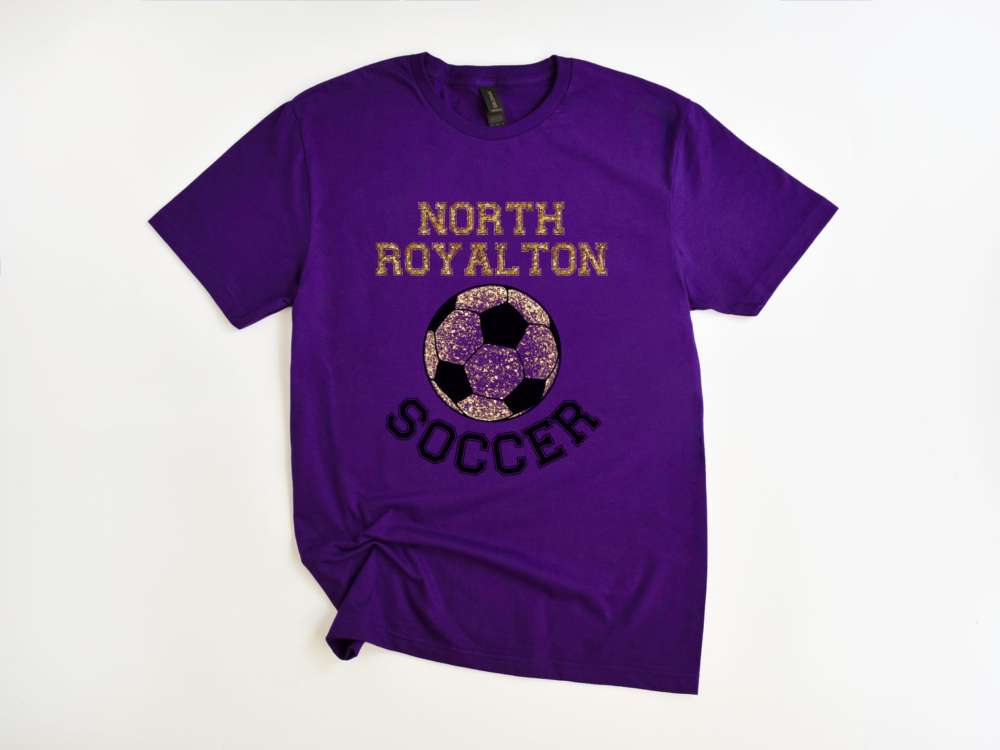 North Royalton Faux Gold Glitter Soccer Ball T-Shirt