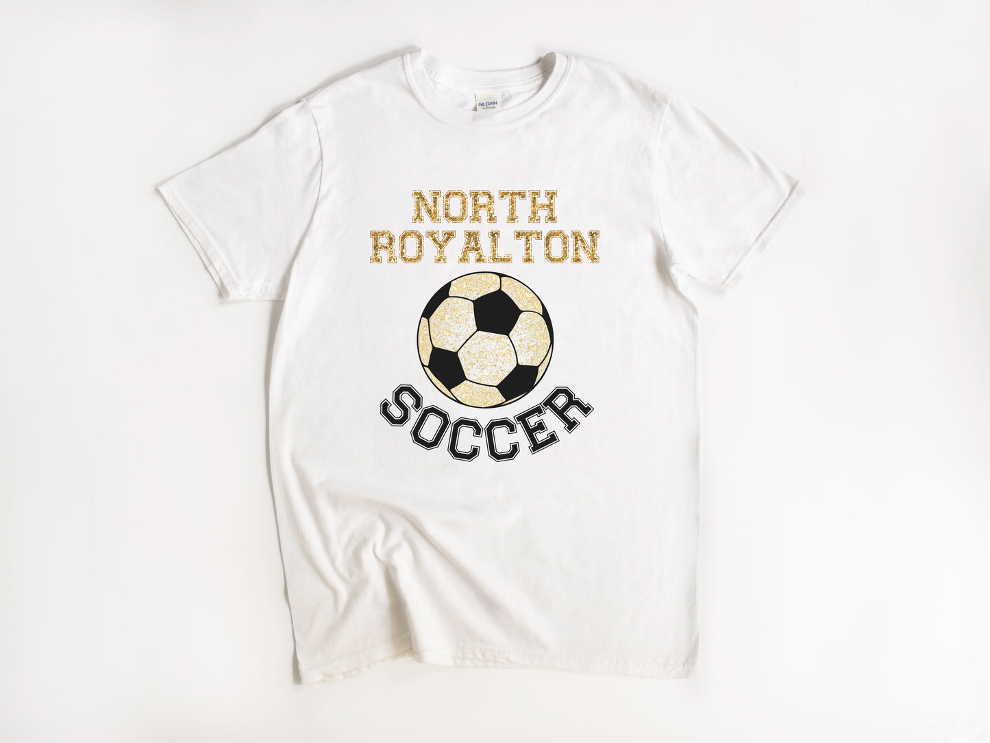 North Royalton Faux Gold Glitter Soccer Ball T-Shirt