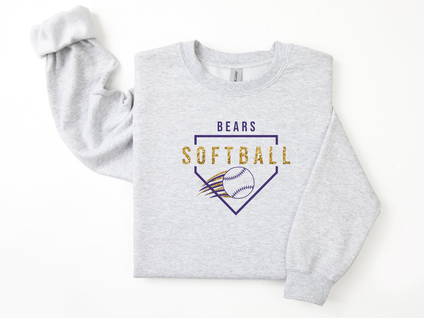 North Royalton Faux Gold Glitter Softball Crewneck