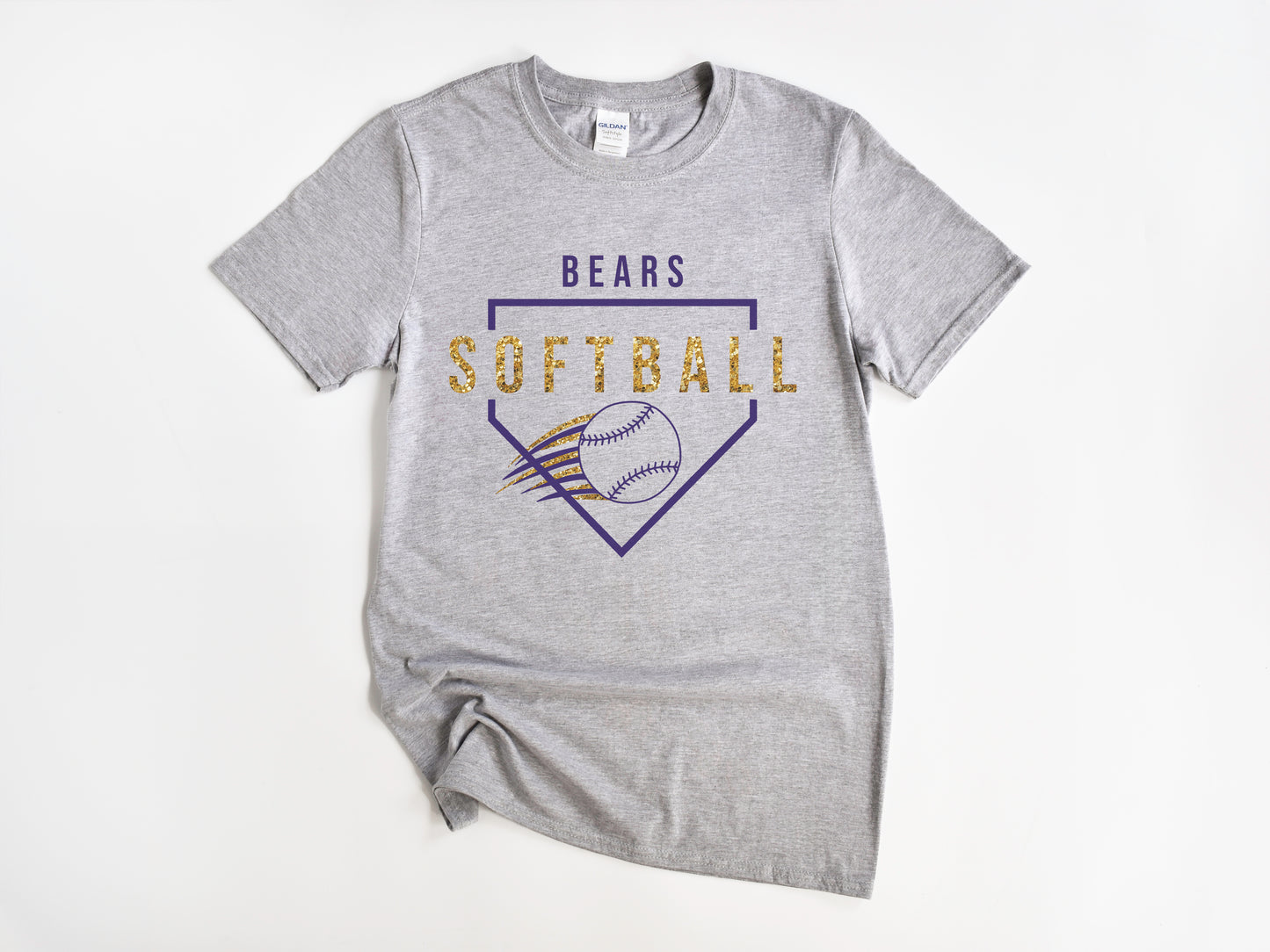 North Royalton Faux Gold Glitter Softball T-Shirt