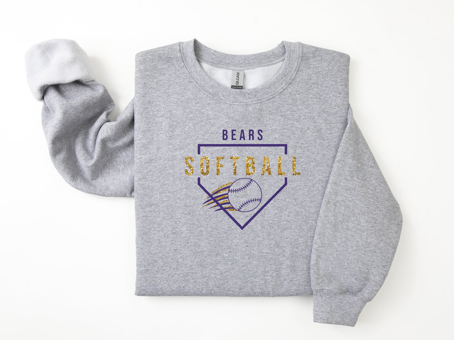 North Royalton Faux Gold Glitter Softball Crewneck