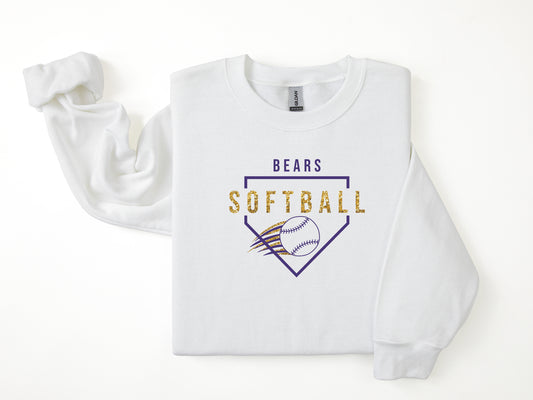 North Royalton Faux Gold Glitter Softball Crewneck