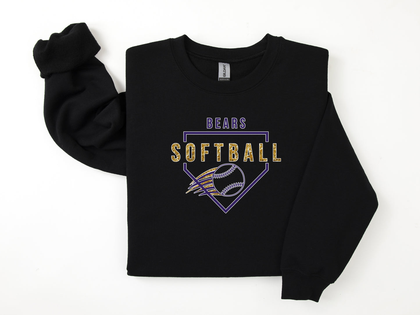 North Royalton Faux Gold Glitter Softball Crewneck