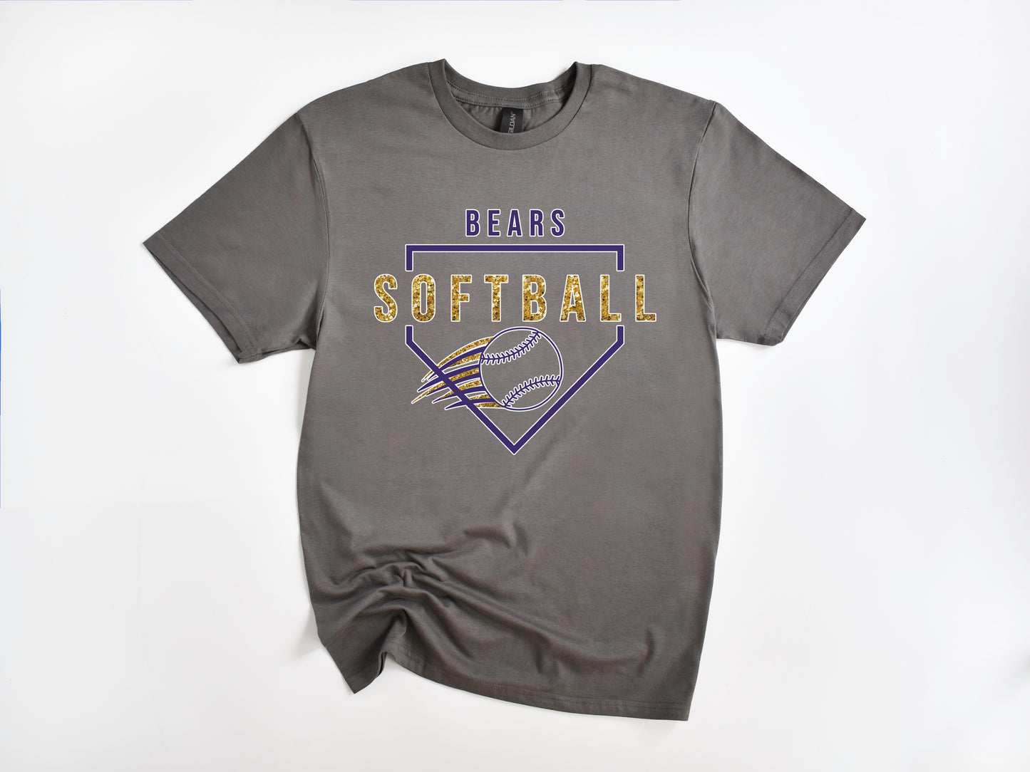 North Royalton Faux Gold Glitter Softball T-Shirt