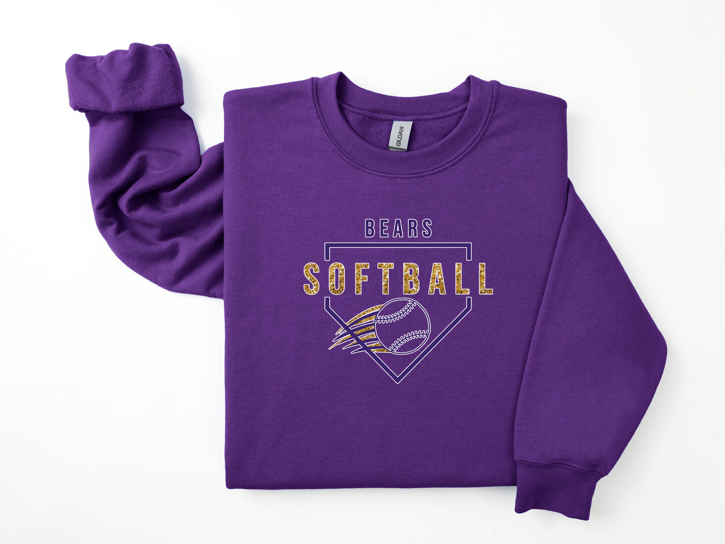 North Royalton Faux Gold Glitter Softball Crewneck