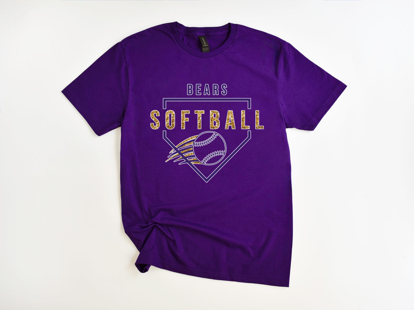 North Royalton Faux Gold Glitter Softball T-Shirt